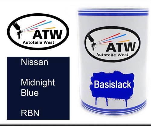 Nissan, Midnight Blue, RBN: 500ml Lackdose, von ATW Autoteile West.